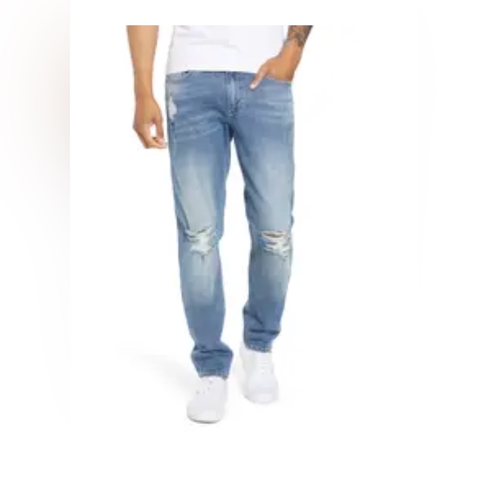 Rail Ripped Stretch Skinny Jeans Blue Liam Wash 31x32